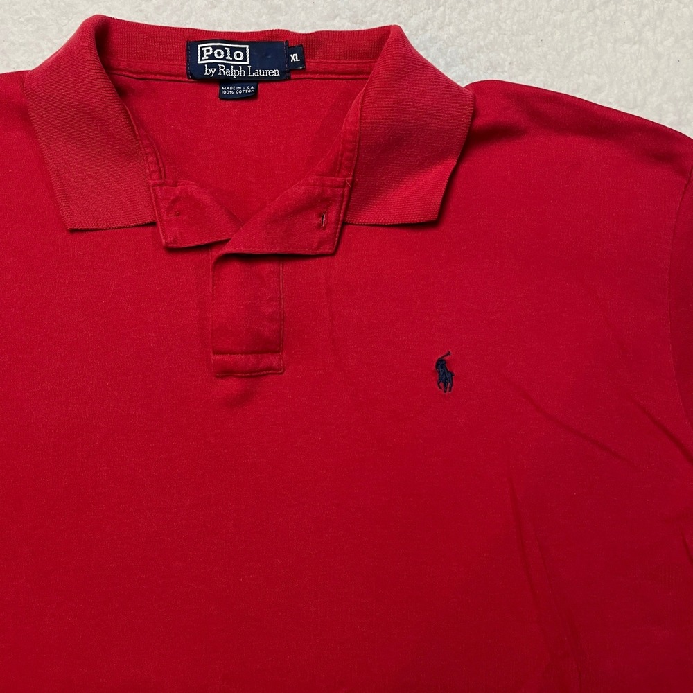 Polo Ralph Lauren Polo Shirt Mens XL Red Short Sleeve Made in USA Cotton Pique